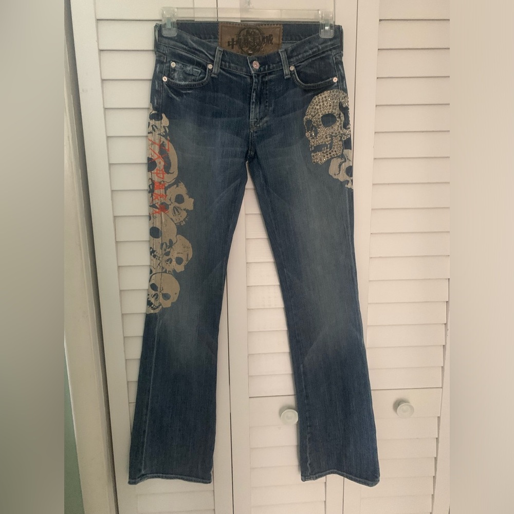 Seven for All Mankind Rhinestone Skull Jeans Size 28